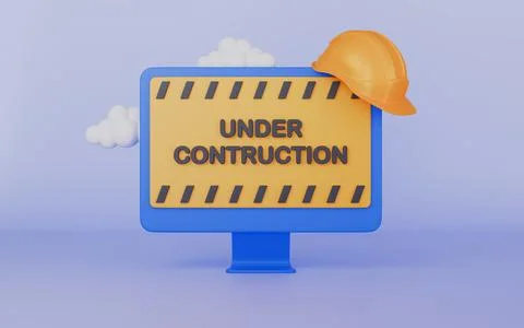Under construction sign on computer screen, Website maintenance Stockillustratie