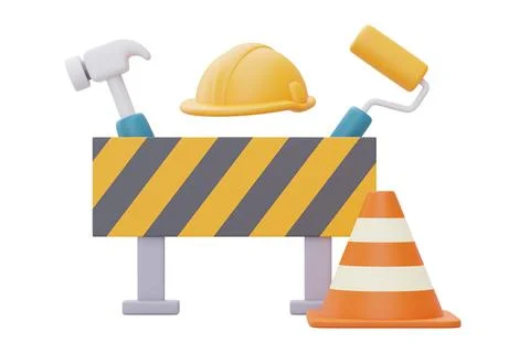 Under construction sign with Construction tools and equipment,Happy labour da Stock Illustration