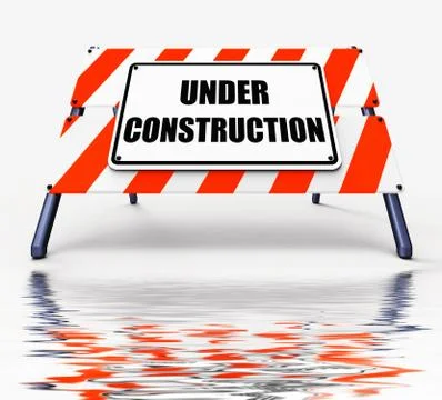 Under construction sign displays partially insufficient construct Illustrazione stock