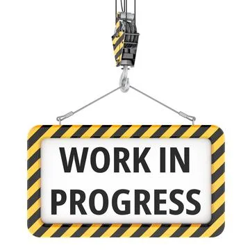 Under construction, sign hanging on a rope. 3D rendering Ilustración de archivo