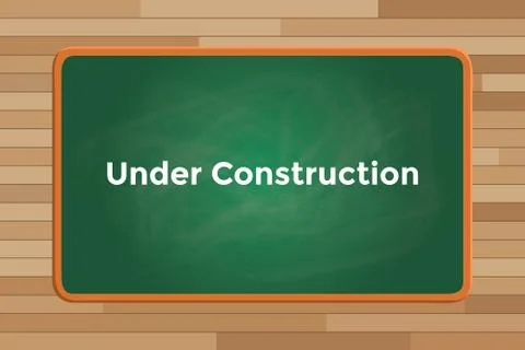 Under construction sign or symbol text with green board chalk vector graphic Stock Illustration