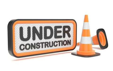 Under construction sign Side view 3D 스톡 일러스트