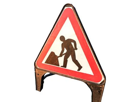 Under construction sign on white background 写真素材
