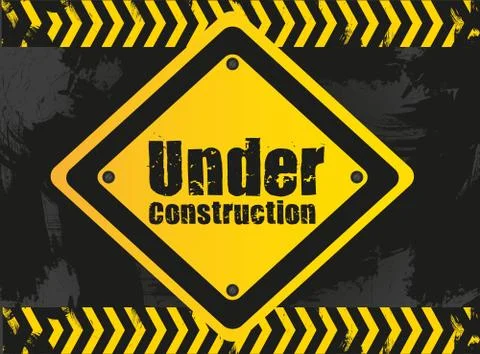 Under construction signal  on grunge background with grid pattern Stock Illustration