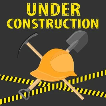 Under construction, site for construction. A construction helmet, a shovel イラスト素材
