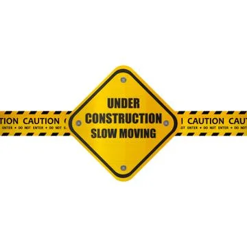 Under construction slow moving sign illustration metallic Illustrazione stock