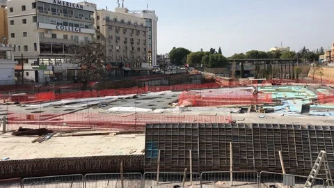 Under Construction Square of Freedom in Nicosia Pan Shot Stock-Footage 90785676