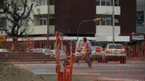 Under Construction Street Traffic Stock Footage 37067730
