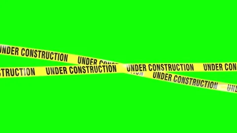 Under construction tapes 3d green screen 動画素材 314389744