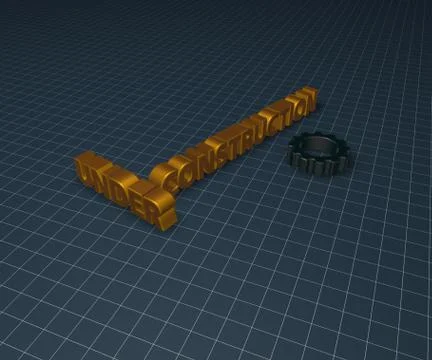 Under construction text and gear wheel - 3d illustration Stock Illustration