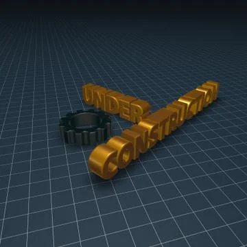 Under construction text and gear wheel - 3d illustration イラスト素材