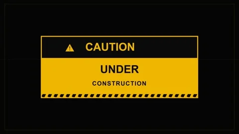 Under construction text caution warning sign on black background for website Stock Footage 345565459