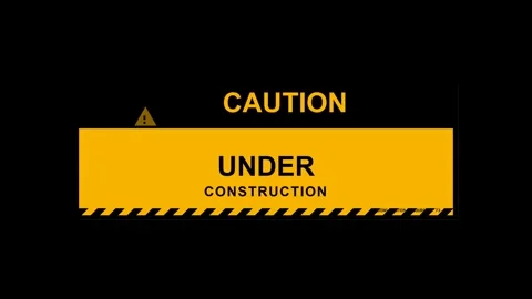 Under construction text caution warning sign digital graphic on black backg.. Stock Footage 345565515
