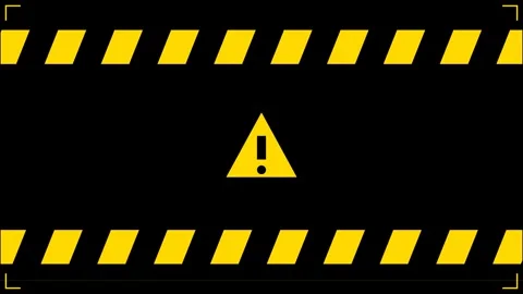 Under construction text yellow caution hazard stripes and warning icon on bla Stock Footage 345565471