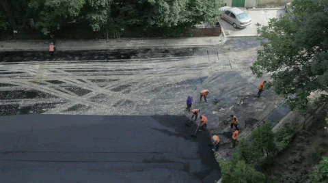 Under construction, time lapse asphalting Stock Footage 824145
