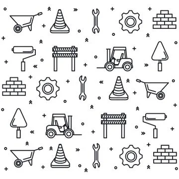Under construction tools equipment maintenance pattern Illustrazione stock