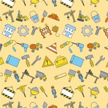 Under construction tools instrument equipment seamless pattern Stock Illustration