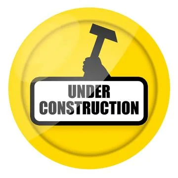 Under construction Under construction sign with raised up the arm of worke... Stock Photos