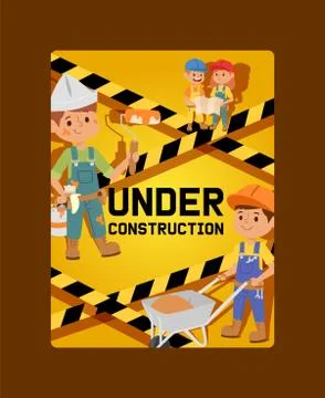 Under construction vector constructor children builder character building Ilustración de archivo