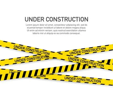 Under construction website page with black and yellow striped borders. Border Stock Illustration