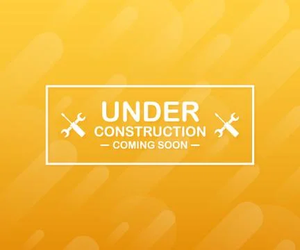 Under construction website page with black and yellow striped borders. Border Stock Illustration