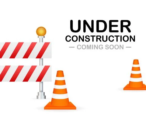 Under construction website page. Border stripe web. Vector stock illustration. Illustrazione stock