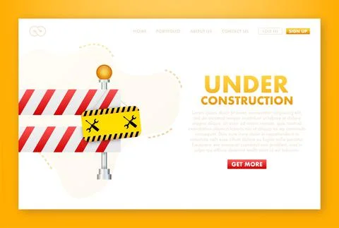 Under construction website page. Border stripe web. Vector stock illustration Stock Illustration