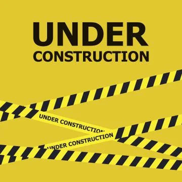Under construction website page. Under construction warning banner Stock Illustration