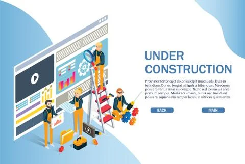Under construction website page, web banner vector template Illustrazione stock
