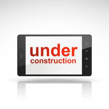 Under construction words on mobile phone Ilustración de archivo