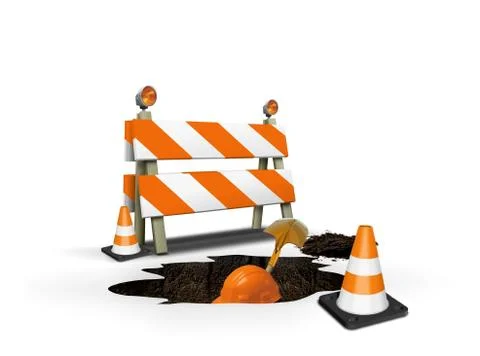 Under construction  worker digging a hole Illustrazione stock