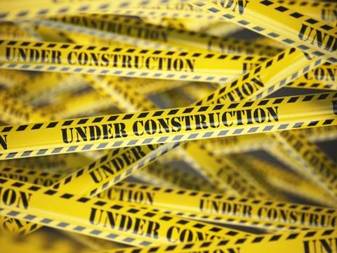 Under construction yellow caution  tape background. Illustration