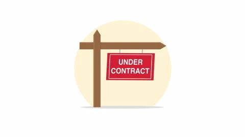 Under Contract Real Estate Sign Hanging on Wooden Post Flat Illustration 스톡 동영상 337845592