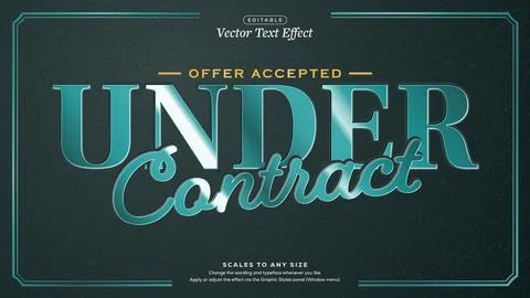 Under Contract Teal Foil Text Effect with Script on Dark Charcoal Stock Illustration