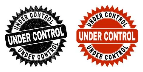 UNDER CONTROL Black Rosette Seal with Grunge Surface 스톡 일러스트