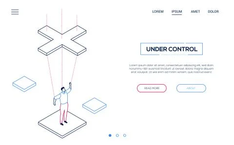 Under control - line design style isometric web banner Stock Illustration