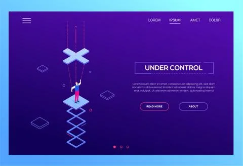 Under control - modern isometric vector website header Stock Illustration