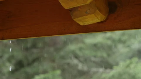 Under the Dry Eaves on a Rainy Day Video stock 221045201