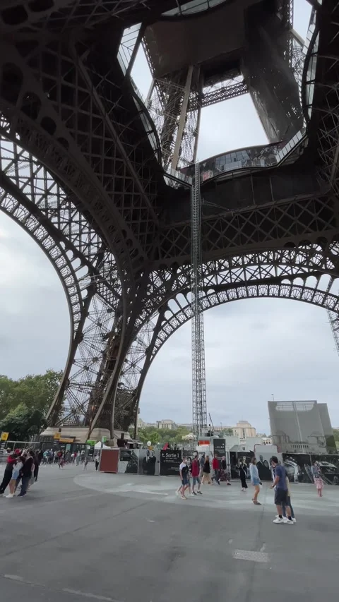 Under Eiffel Tower plaza view, France Vertical 4K Stock Footage 348262727