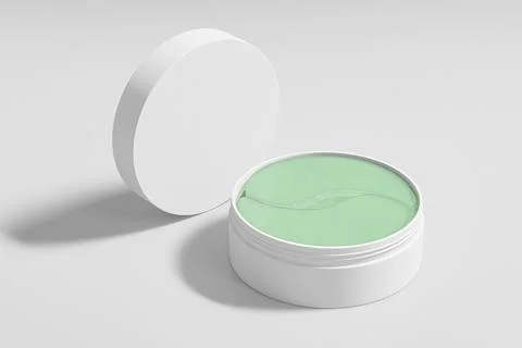 Under Eye Patches packaging mockup, white plastic cream jar for eye mask Ilustración de archivo