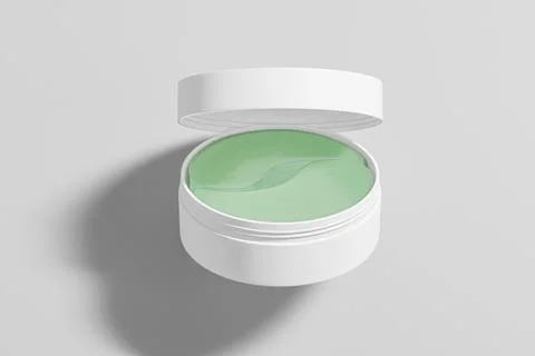Under Eye Patches packaging mockup, white plastic cream jar for eye mask Ilustración de archivo