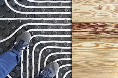 Under floor heating system Foto stock