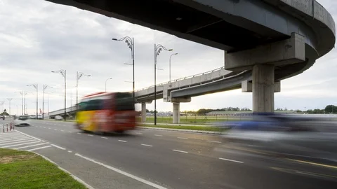 Under the Flyover airport Stock Footage 122371807