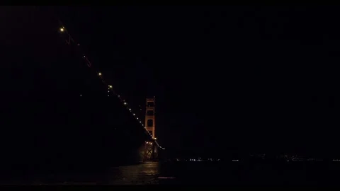 Under Golder Gate Bridge Night Stock Footage 145433196