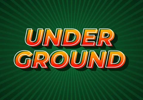 Under ground. Text effect in gradient yellow red color. 3D look. dark green.. 스톡 일러스트