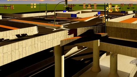 Under the highway. Urban scene 스톡 일러스트