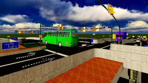Under the highway. Urban scene Stock Illustration