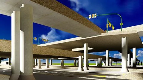 Under the highway. Urban scene 스톡 일러스트