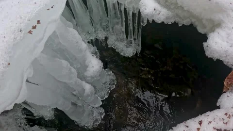 Under the Ice- Slow Motion Entering Beneath Winter River Ice at Ken Lockwood Stock Footage 341125608