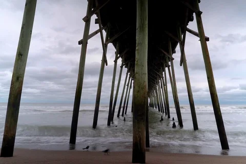 Under the kure beach pier timelapse Stock Footage 98203981